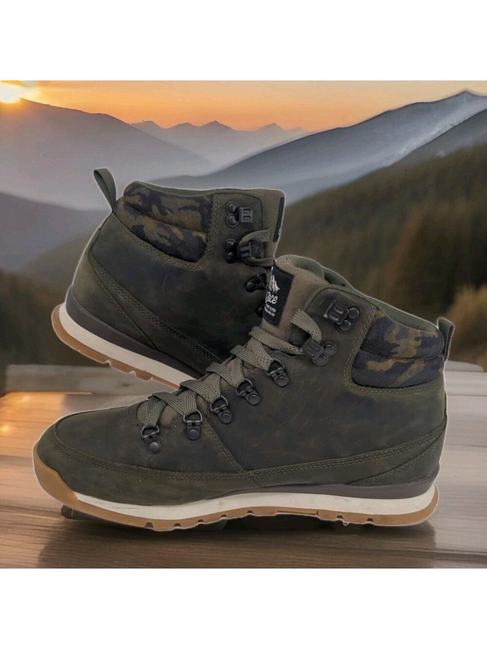 The North Face Back To Berkeley Redux Leather Hiking Boots Mens 10 Army Grn Camo - Picture 3 of 12